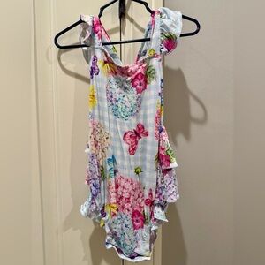 Posh Peanut Pastel Floral Ruffle Romper
